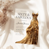 Champagne Gold Dress Fabulous Zestig 60ste Verjaar Kaart