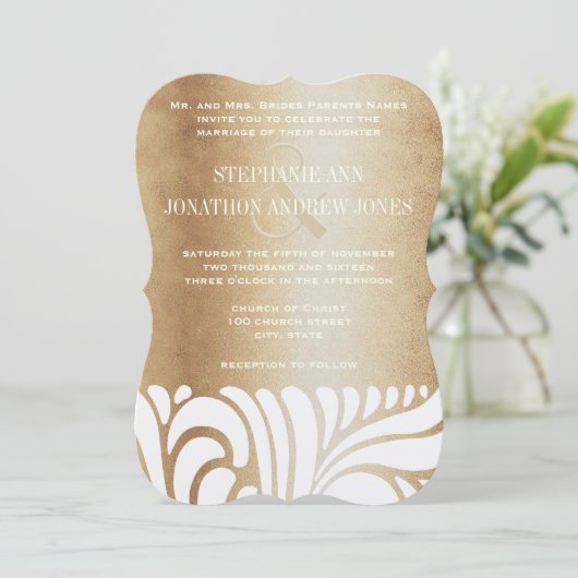 Champagne Gold Elegant Gold Ivory Swirls Kaart (Staand voorkant)