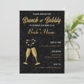 Champagne Gold en Black Vrijgezellenfeest Invite Kaart (Staand voorkant)