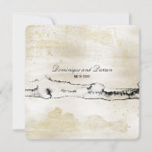 Champagne Gold en Black Waterverf Square Wedding Kaart (Achterkant)