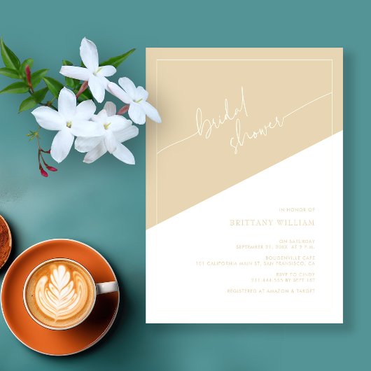 Champagne Gold en Ivoor Geometrisch Vrijgezellenfe Kaart