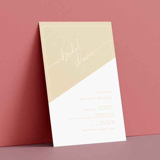 Champagne Gold en Ivoor Geometrisch Vrijgezellenfe Kaart