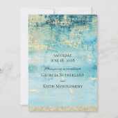 Champagne Gold en Turquoise 2 Modern Art Wedding Kaart (Voorkant)
