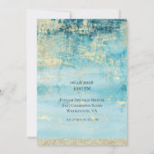 Champagne Gold en Turquoise 2 Modern Art Wedding Kaart (Achterkant)