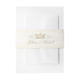 Champagne Gold Fairytale Crown Wedding Uitnodigingen Wikkel