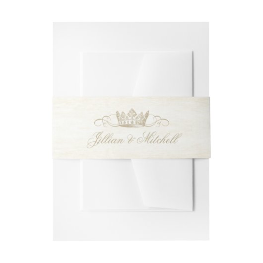 Champagne Gold Fairytale Crown Wedding Uitnodigingen Wikkel (Voorkant Voorbeeld)
