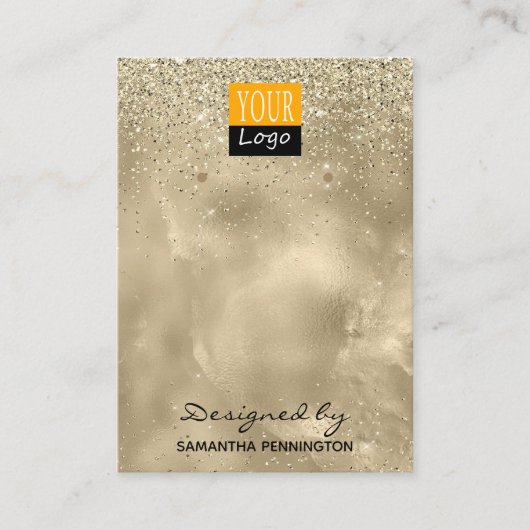 Champagne Gold Faux Folie Glitter Visitekaartje (Voorkant)