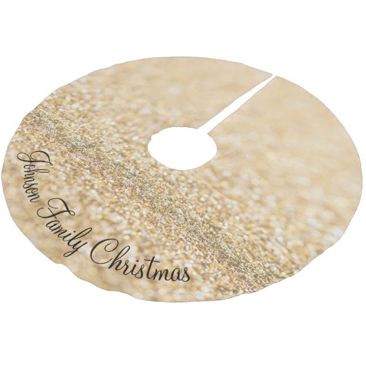 Champagne gold faux glitter sparkles Personalize Kerstboom Rok (Gekanteld)