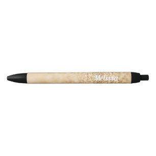 Champagne gold faux glitter sparkles Personalize Zwarte Inkt Pen