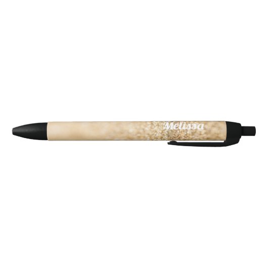 Champagne gold faux glitter sparkles Personalize Zwarte Inkt Pen (Bodem)