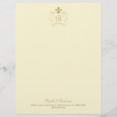 Champagne Gold Fleur de Lis Monogram Gepersonaliseerd Briefhoofd (Voorkant)