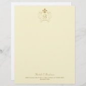 Champagne Gold Fleur de Lis Monogram Gepersonaliseerd Briefhoofd (Voorkant / Achterkant)