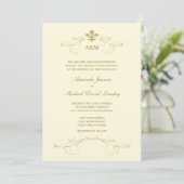 Champagne Gold Fleur de Lis Wedding I Uitnodiginge Kaart (Staand voorkant)