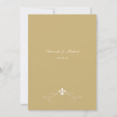 Champagne Gold Fleur de Lis Wedding I Uitnodiginge Kaart (Achterkant)