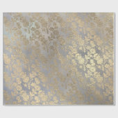 Champagne Gold Floral Blue Burlap Linen Cadeaupapier (Vlak)