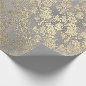 Champagne Gold Floral Blue Burlap Linen Cadeaupapier (Hoek)