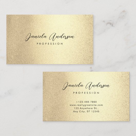 Champagne Gold Foil Chic Visitekaartje (Voorkant / Achterkant)