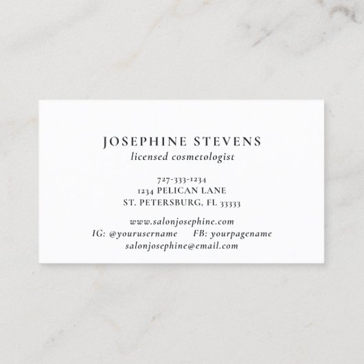 Champagne Gold Foil line Art Logo Salon Name Visitekaartje (Achterkant)