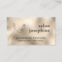 Champagne Gold Foil line Art Logo Salon Name Visitekaartje