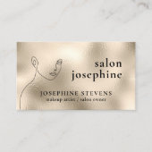 Champagne Gold Foil line Art Logo Salon Name Visitekaartje (Voorkant)