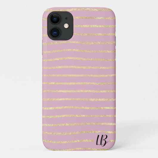 Champagne Gold Foil Stripes Phone Case (Achterkant)