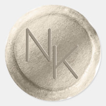 Champagne Gold Foil Wax Seal Monogram Sticker