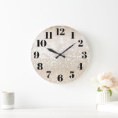 Champagne Gold Glam Bokeh Glitter Grote Klok (Huis)