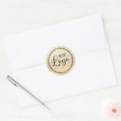 Champagne Gold Glam Texture Logo Ronde Sticker (Envelop)