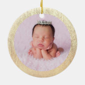 Champagne Gold Glam Textuur Gepersonaliseerd Keramisch Ornament (Achterkant)