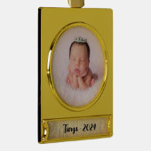 Champagne Gold Glam Textuur Gepersonaliseerd Verguld Banner Ornament (Rechts)