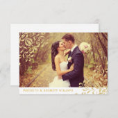 Champagne Gold  Glamor Wedding Photo Bedankkaart (Voorkant / Achterkant)