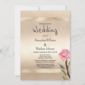 Champagne Gold Glamour Pink Floral Wedding  Kaart (Voorkant)