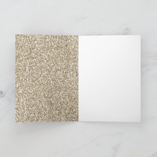 Champagne Gold Glitter Blauwgroen Stripes Kaart (Binnen)