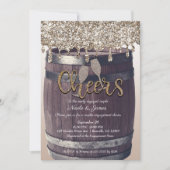 Champagne Gold Glitter Drip Barrel Verloving Kaart (Voorkant)