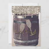 Champagne Gold Glitter Drip Barrel Verloving Kaart (Achterkant)