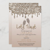 Champagne Gold Glitter Drip Glam Verloving Shower Kaart (Voorkant / Achterkant)