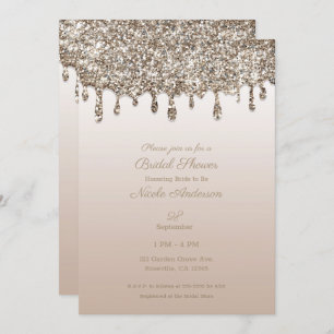 Champagne Gold Glitter Drip Glam Vrijgezellenfeest Kaart