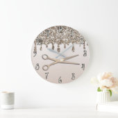 Champagne Gold Glitter Drip Modern Glam Hair Salon Grote Klok (Huis)