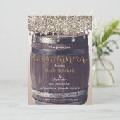 Champagne Gold Glitter Drip Rustic Quinceañera 15 Kaart (Staand voorkant)