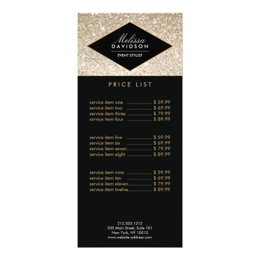 Champagne Gold Glitter en Glamor Reclamekaart (Voorkant)