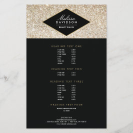 Champagne Gold Glitter en Glamor Salon Flyer