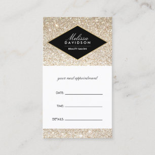 Champagne Gold Glitter en Glamour Afspraak Afsprakenkaartje