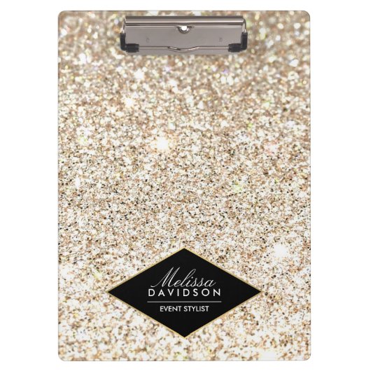 Champagne Gold Glitter en Glamour Gepersonaliseerd Klembord (Voorkant)
