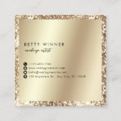 Champagne Gold Glitter Folie Script Monogram Squar Vierkante Visitekaartje (Achterkant)