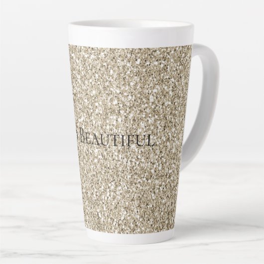 Champagne Gold Glitter   Latte Mok (Rechterhoek)