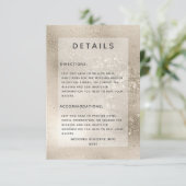 Champagne Gold Glitter Moderne bruiloft Details Informatiekaartje (Staand voorkant)