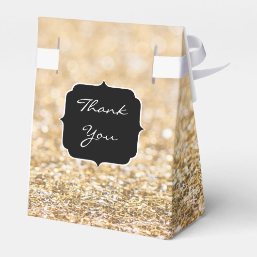 Champagne gold glitter sparkles Sweet 16 Bedankdoosjes (Achterkant)