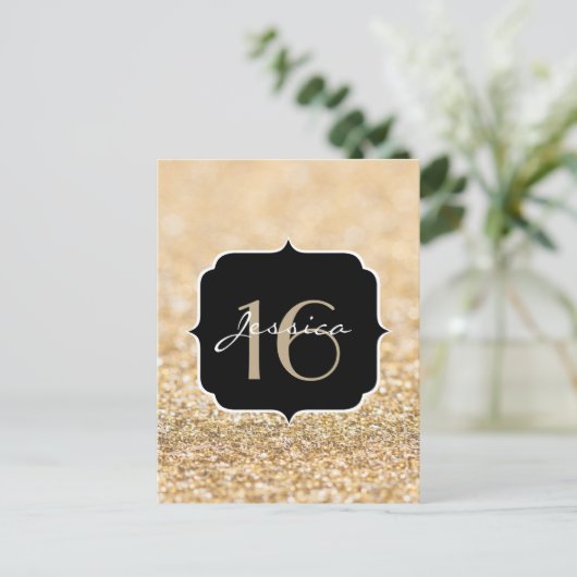 Champagne gold glitter sparkles Sweet 16 Briefkaart (Staand voorkant)