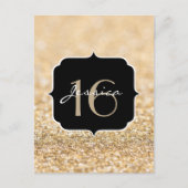 Champagne gold glitter sparkles Sweet 16 Briefkaart (Voorkant)