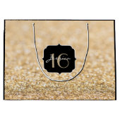Champagne gold glitter sparkles Sweet 16 Large Cadeautasje (Voorkant)